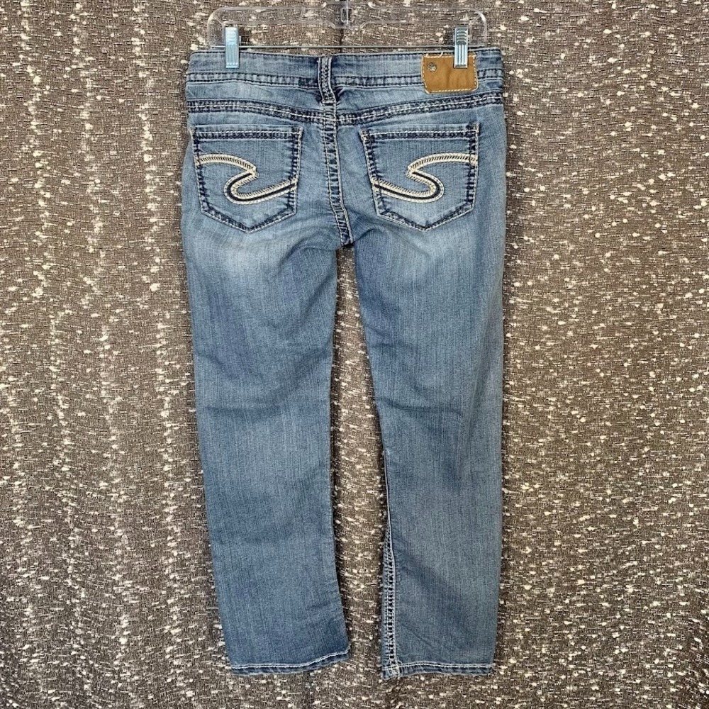 Silver Jeans‎ Blue Santorini Jeans Cropped Low Rise Straight Denim Women's 29